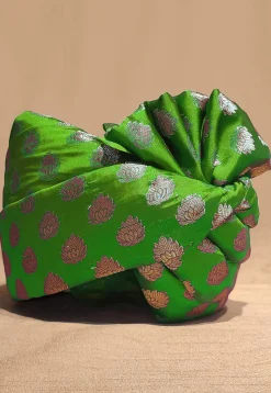 Woven Chanderi Brocade Unisex Turban in Light Green