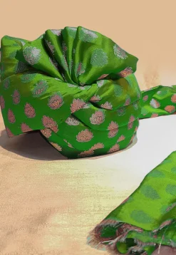 Woven Chanderi Brocade Unisex Turban in Light Green