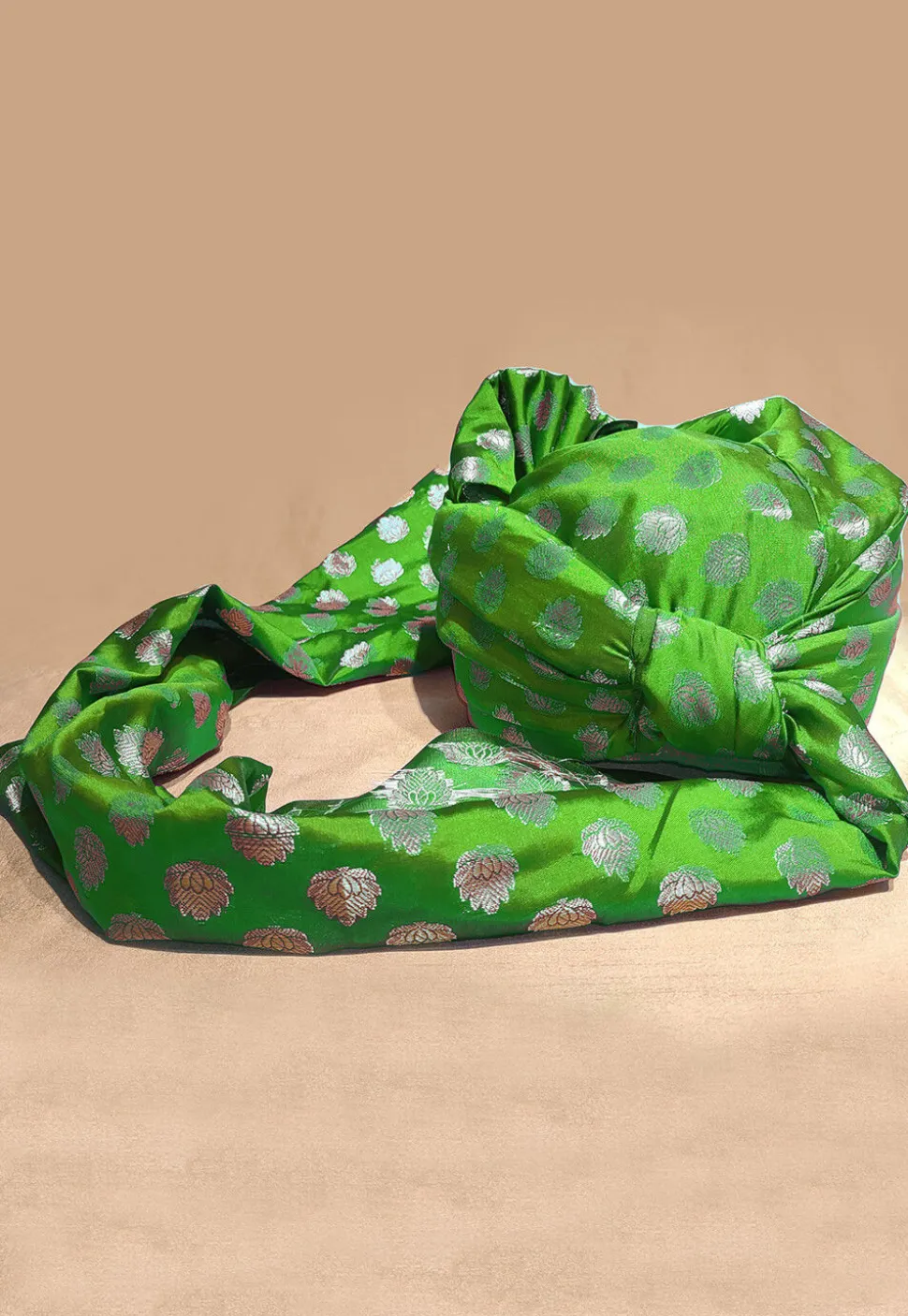 Woven Chanderi Brocade Unisex Turban in Light Green
