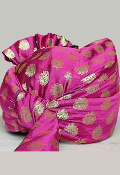 Woven Chanderi Brocade Unisex Turban in Fuchsia