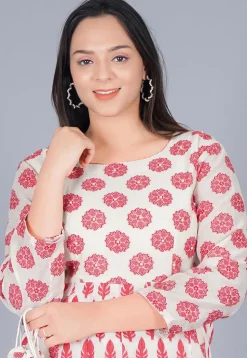 Woven Chanderi Cotton Abaya Style Suit in off White
