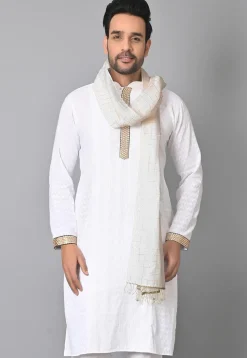 Woven Chanderi Cotton Dupatta in Off White