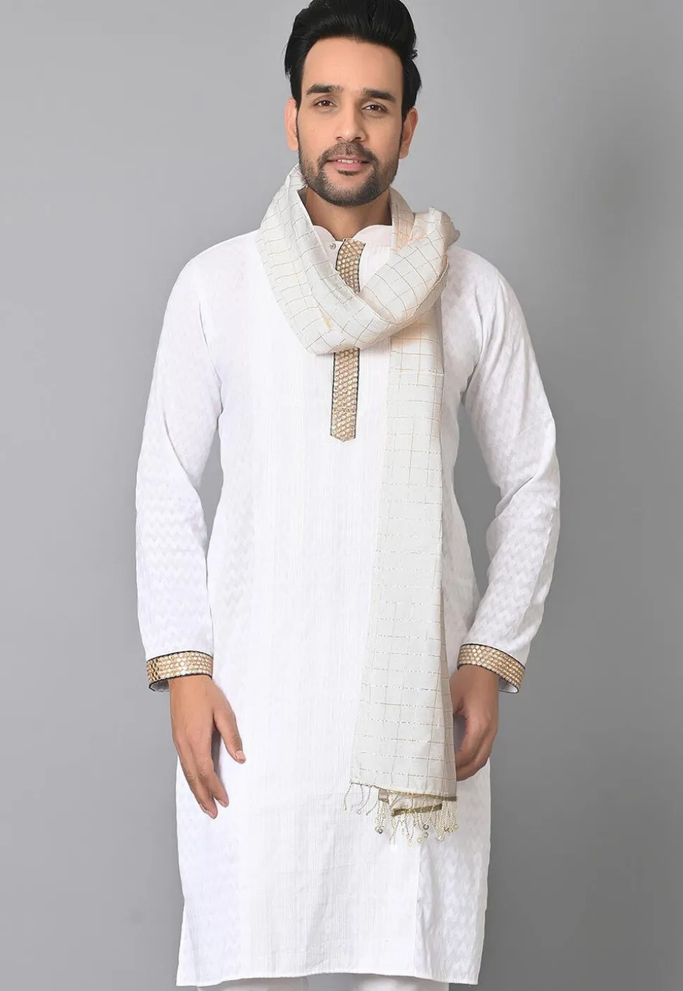 Woven Chanderi Cotton Dupatta in Off White