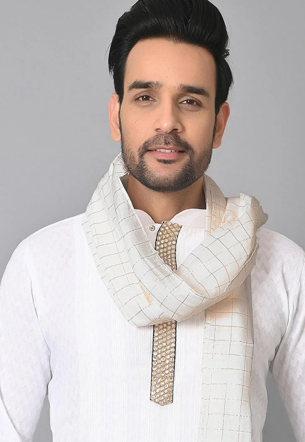 Woven Chanderi Cotton Dupatta in Off White