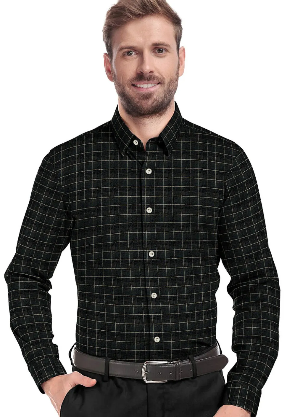 Woven Chanderi Cotton Shirt in Black