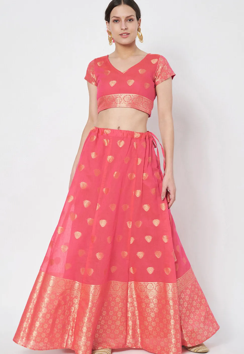 Woven Chanderi Silk Blouse in Pink