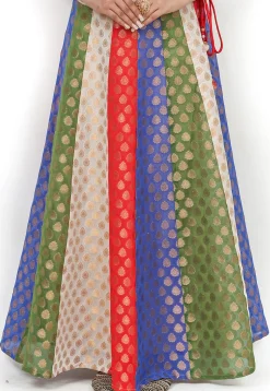 Woven Chanderi Silk Brocade Skirt in Multicolor