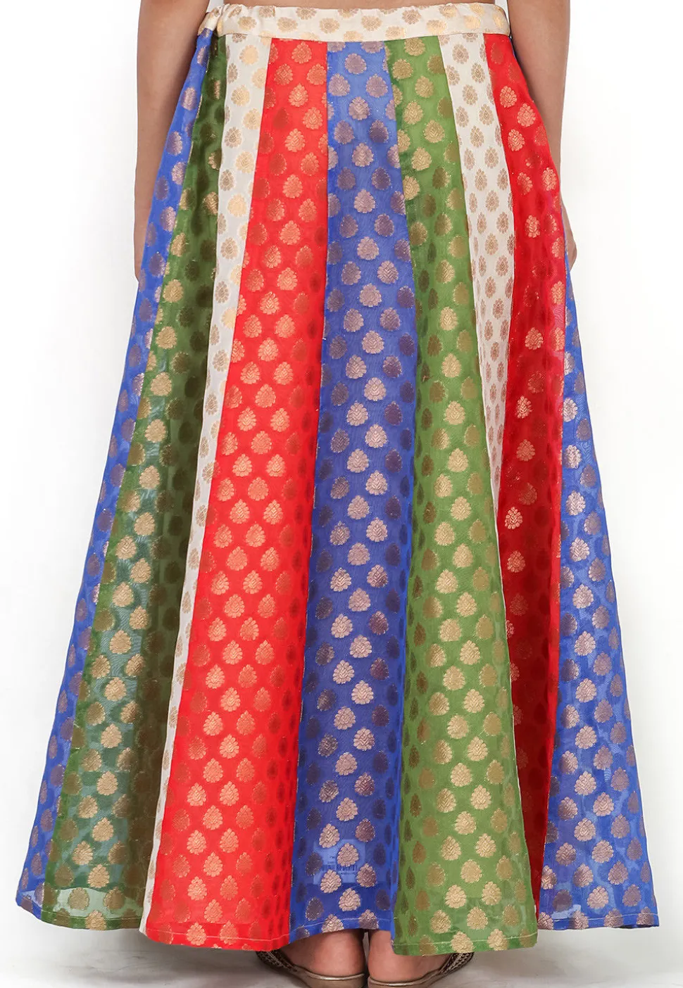 Woven Chanderi Silk Brocade Skirt in Multicolor