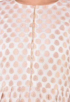 Woven Chanderi Silk Jacquard Punjabi Suit in Off White