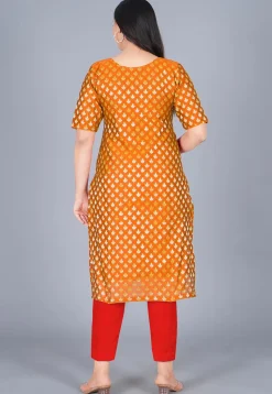 Woven Chanderi Silk Jacquard Pakistani Suit in Orange