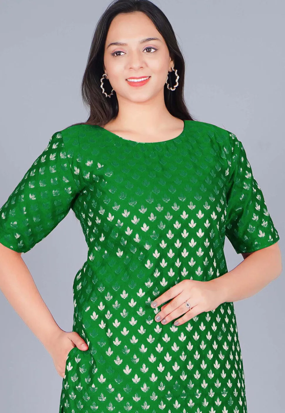 Woven Chanderi Silk Jacquard Pakistani Suit in Dark Green