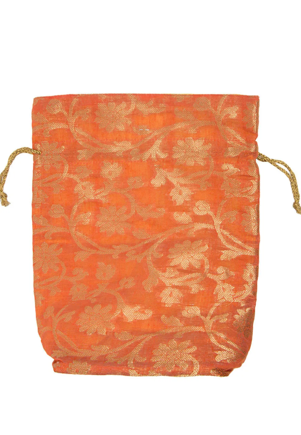 Woven Chanderi Silk Jacquard Potli Bag in Orange
