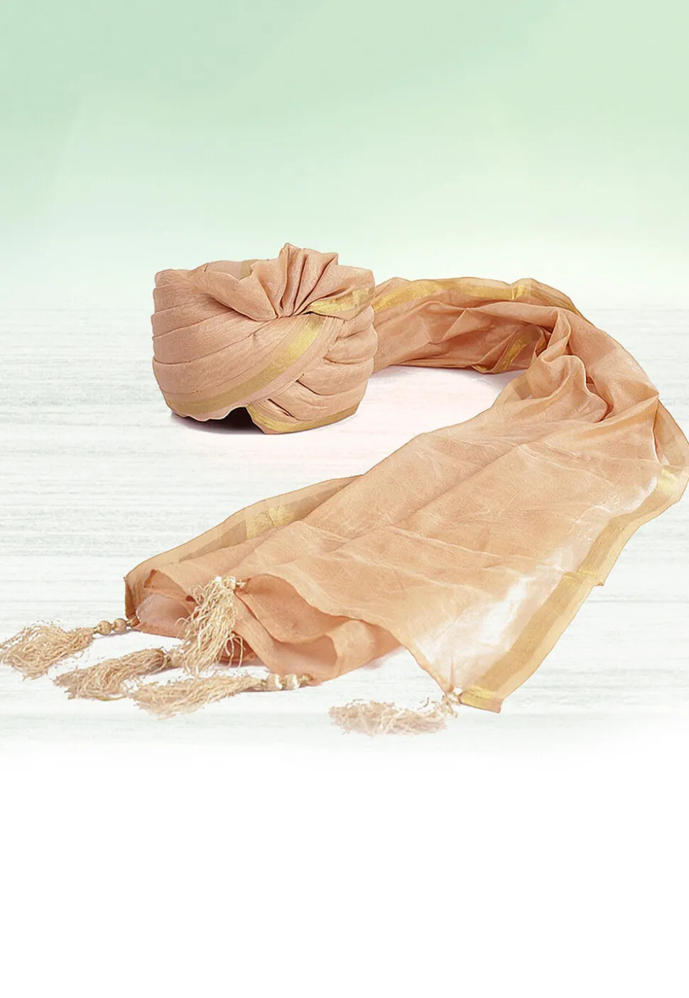 Woven Chanderi Silk Kids Turban in Light Beige