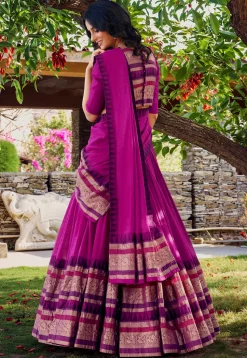 Woven Chanderi Silk Lehenga in Pink