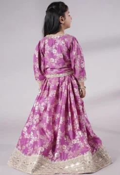 Woven Chanderi Silk Lehenga in Purple