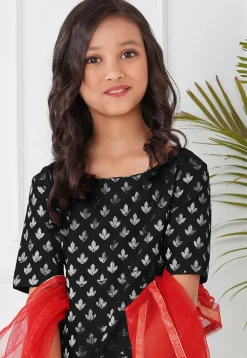 Woven Chanderi Silk Pakistani Suit in Black