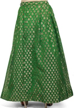 Woven Chanderi Silk Skirt in green