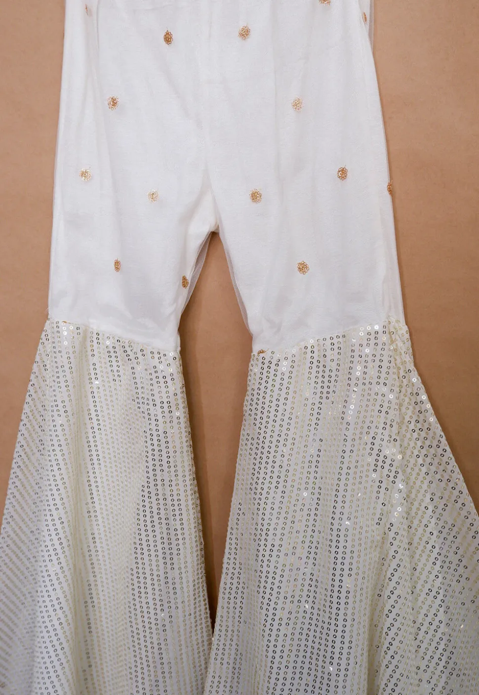 Woven Chanderi Silk Tunic Set in Off White