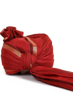 Woven Chanderi Silk Unisex Turban in Maroon