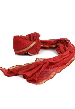 Woven Chanderi Silk Unisex Turban in Maroon