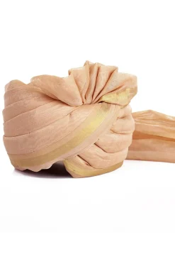 Woven Chanderi Silk Unisex Turban in Light Beige
