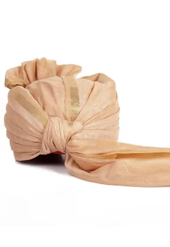 Woven Chanderi Silk Unisex Turban in Light Beige