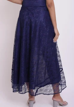 woven Chantelle Net Asymmetric Skirt in Navy Blue