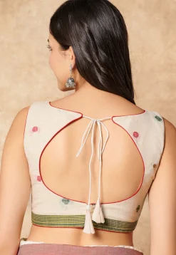 Woven Cotton Blouse in Off White