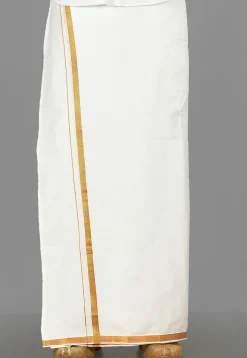Woven Cotton Dhoti in White