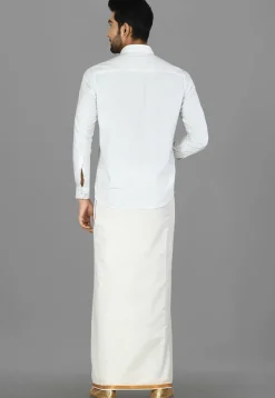 Woven Cotton Dhoti in White