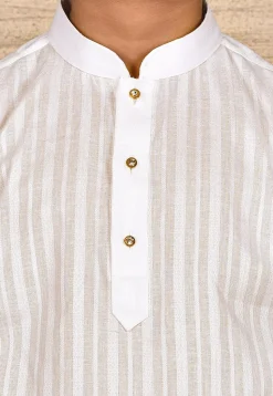 Woven Cotton Jacquard Kurta Set in White