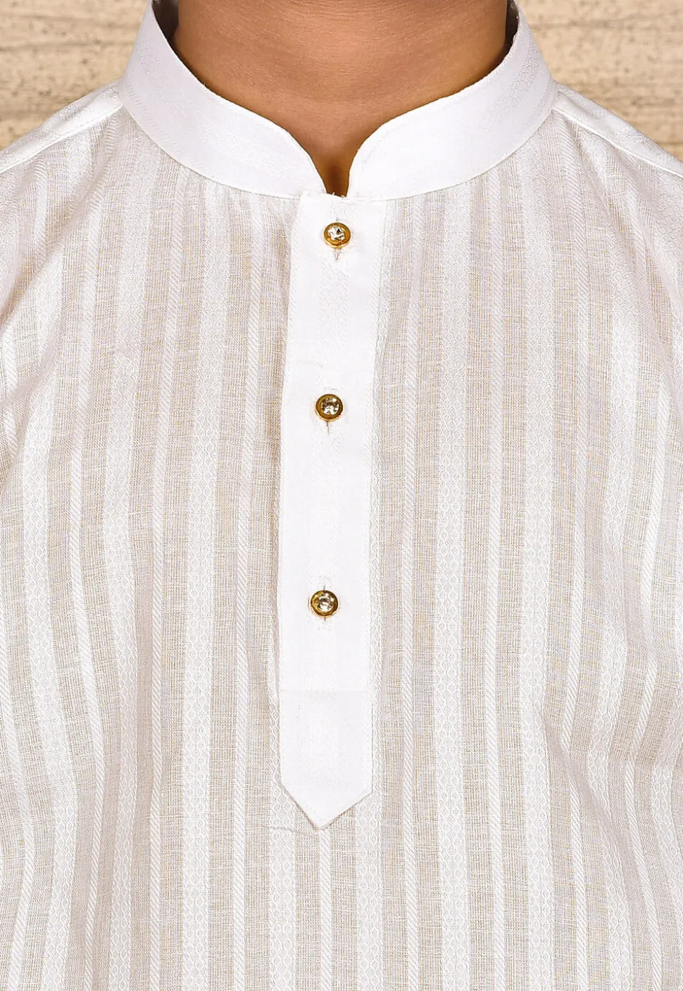 Woven Cotton Jacquard Kurta Set in White