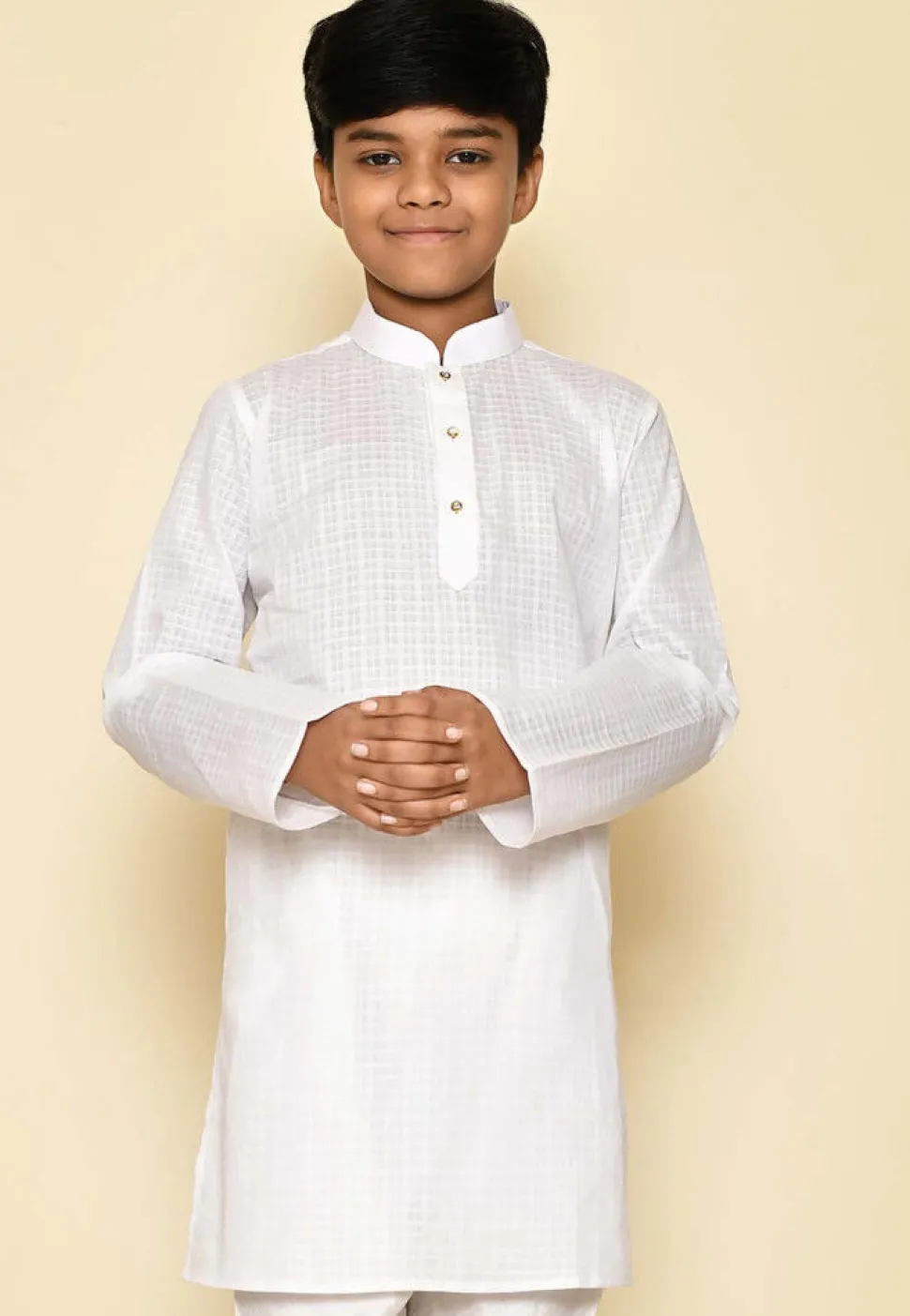 Woven Cotton Kurta in White