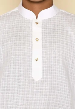 Woven Cotton Kurta in White