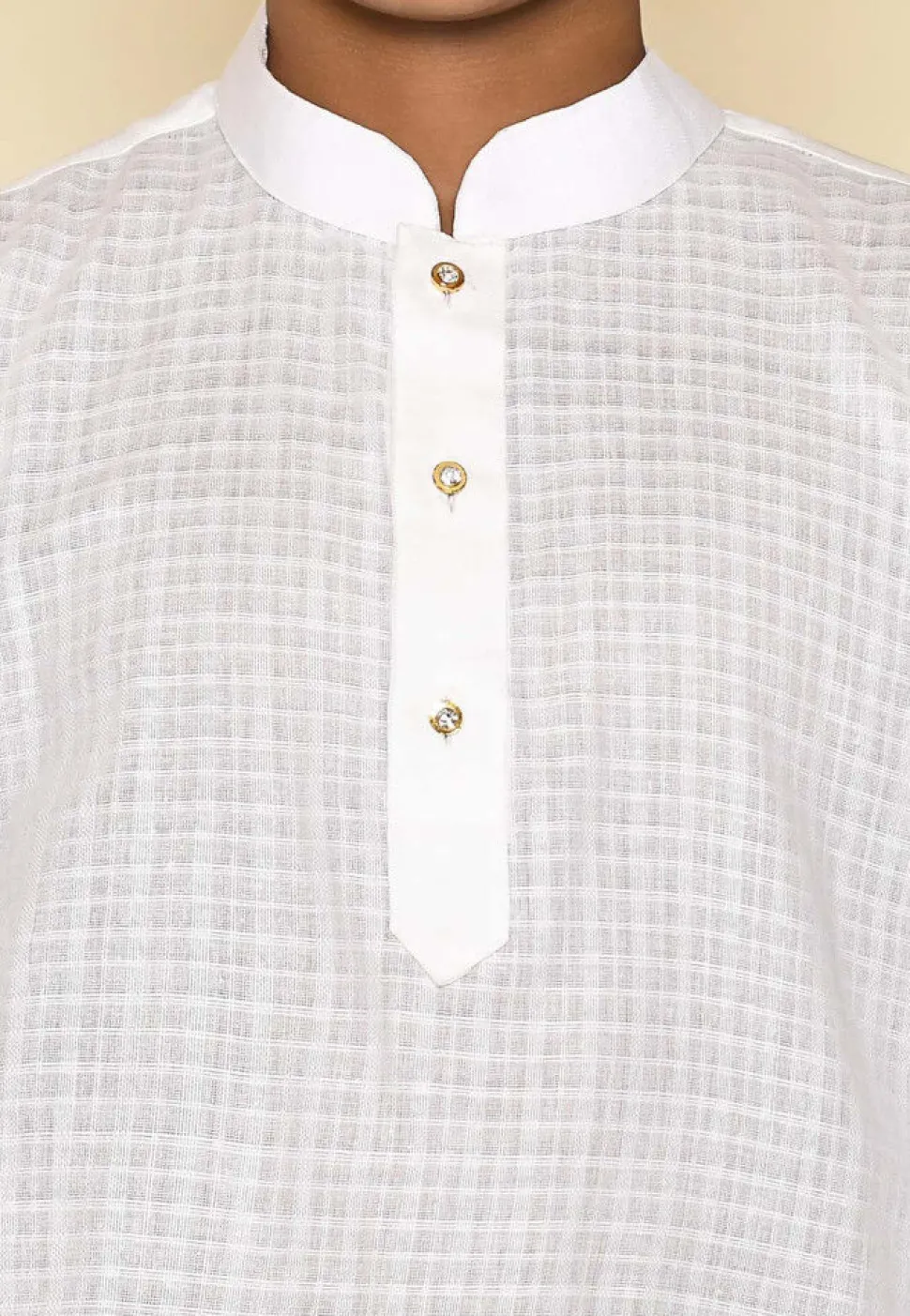 Woven Cotton Kurta in White
