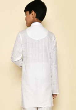 Woven Cotton Kurta in White