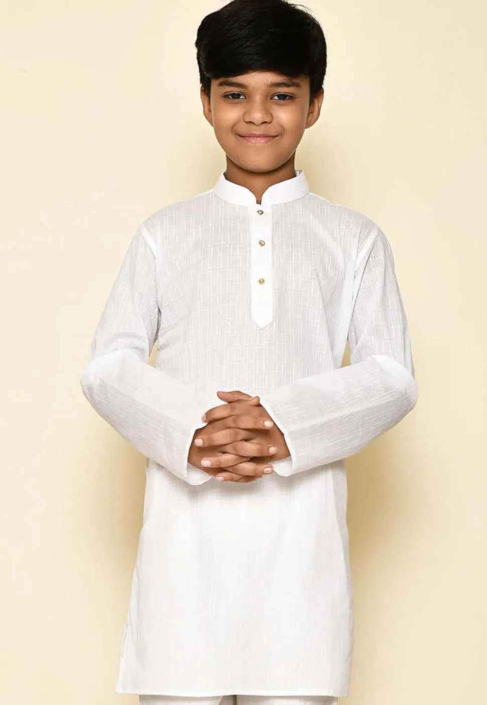 Woven Cotton Kurta in White