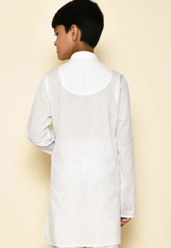 Woven Cotton Kurta in White
