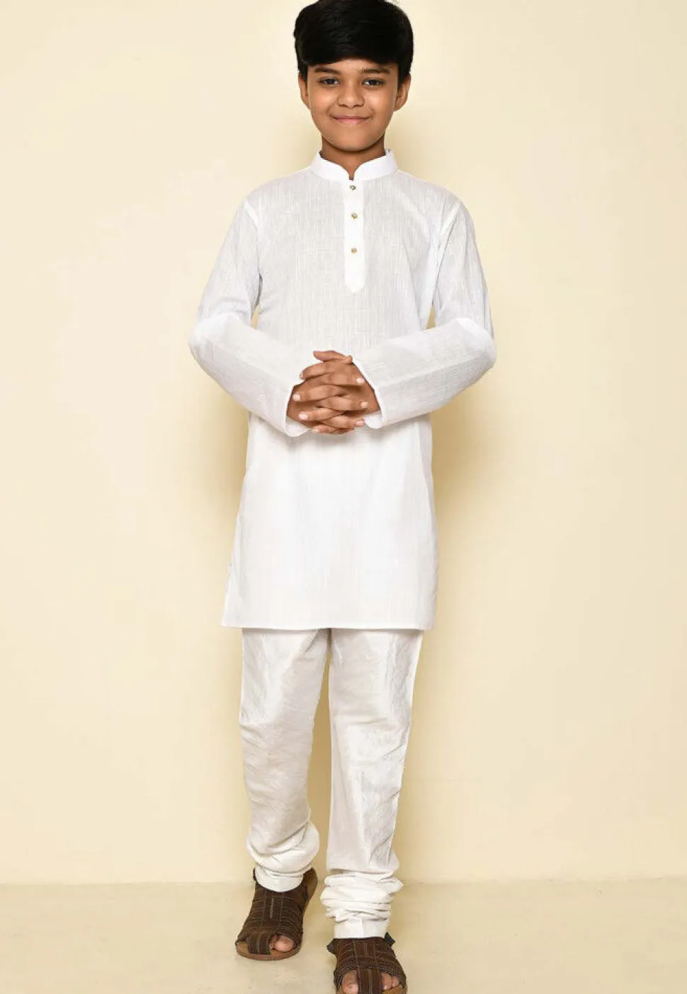 Woven Cotton Kurta in White