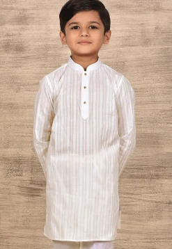 Woven Cotton Kurta in White