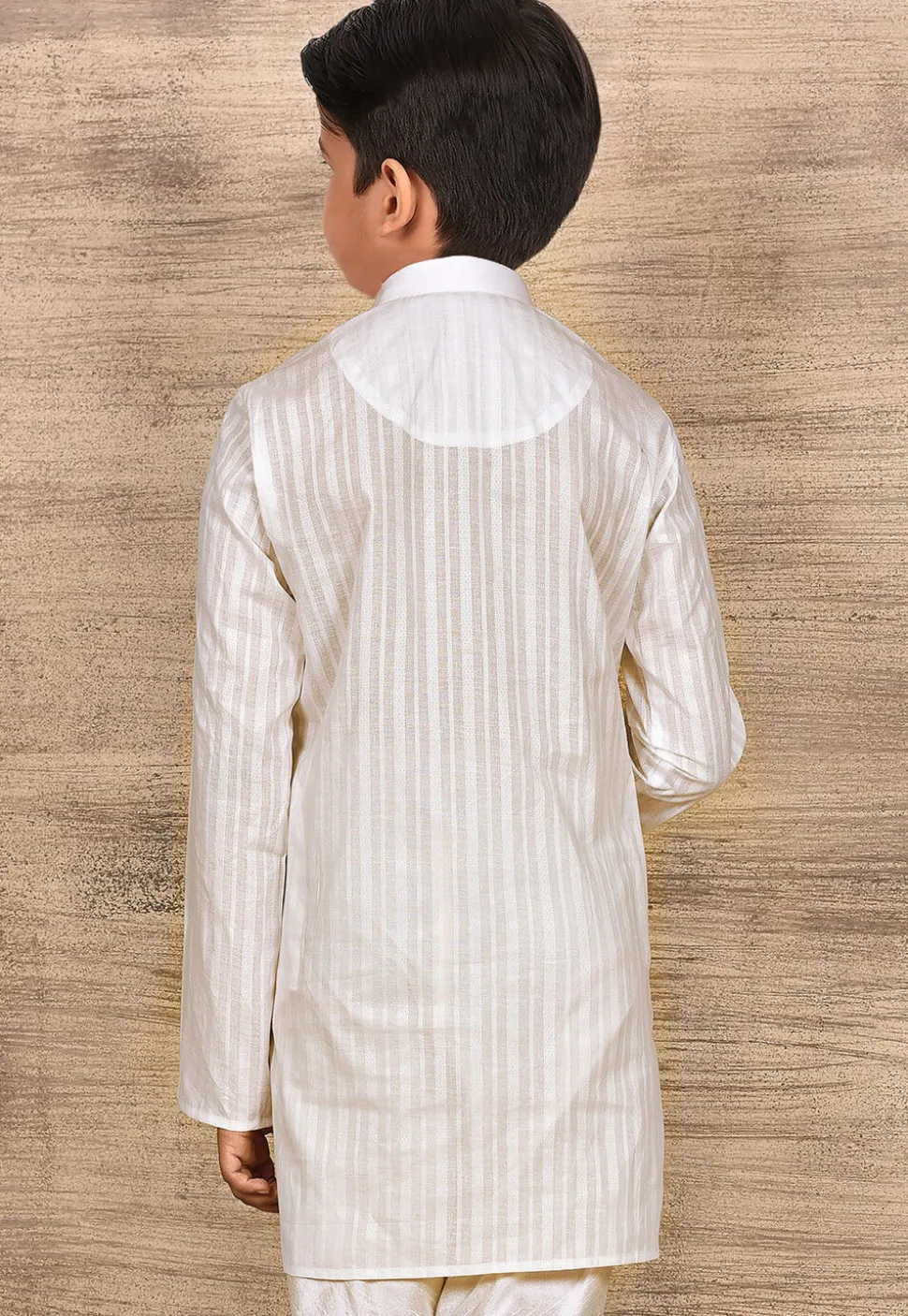 Woven Cotton Kurta in White