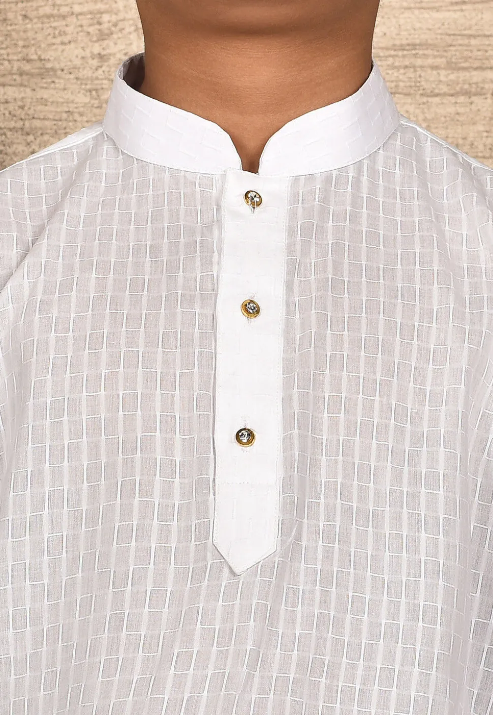 Woven Cotton Kurta in White