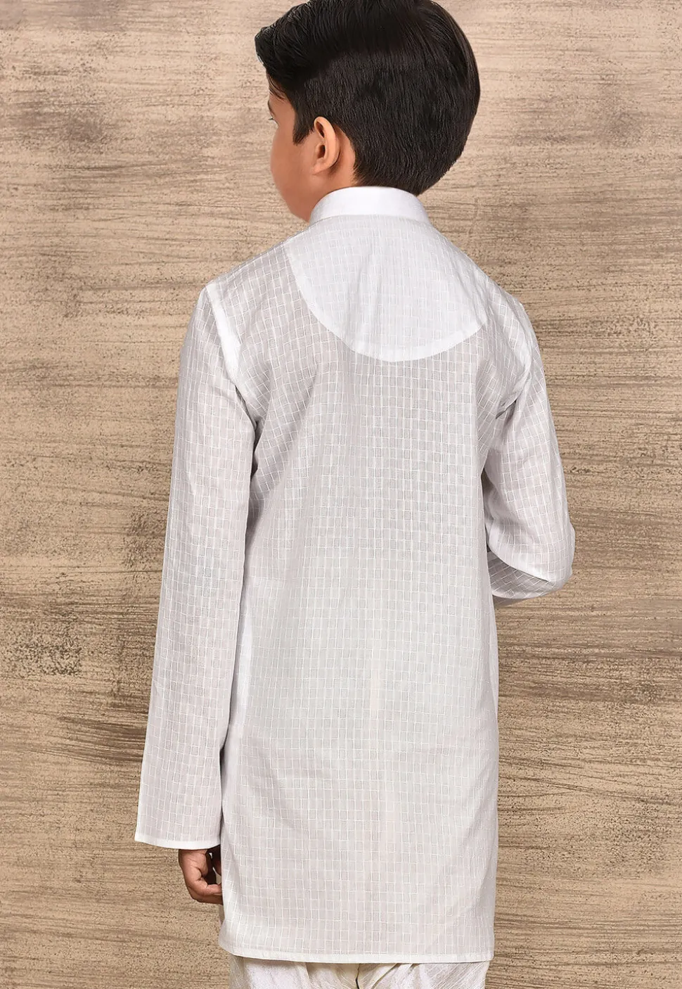 Woven Cotton Kurta in White