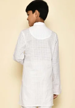 Woven Cotton Kurta in White