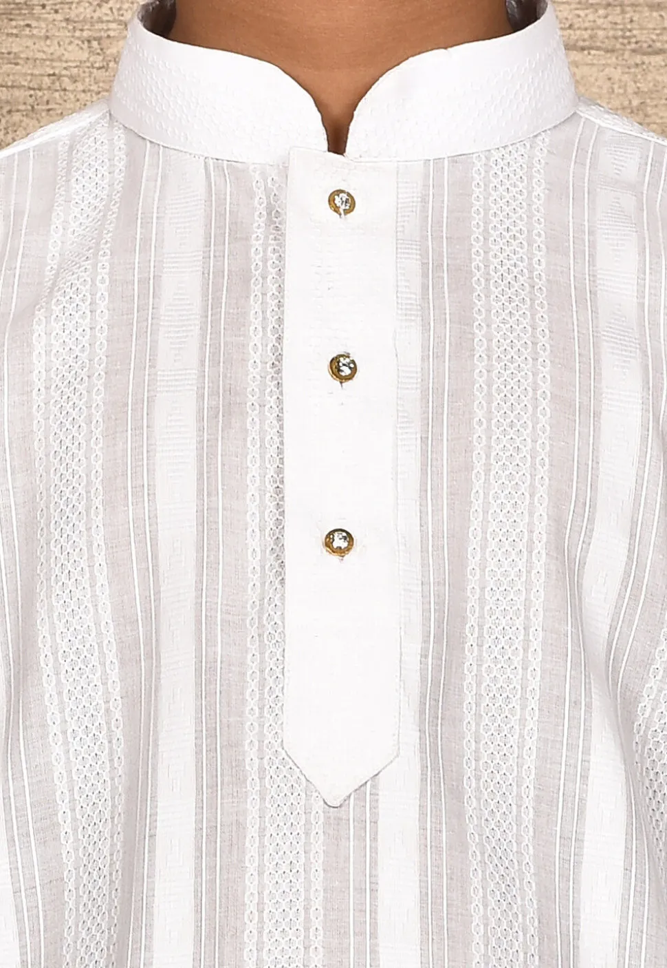 Woven Cotton Kurta in White