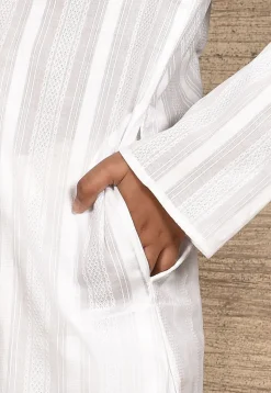 Woven Cotton Kurta in White