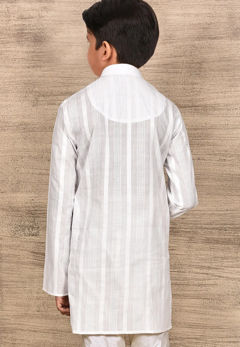 Woven Cotton Kurta in White