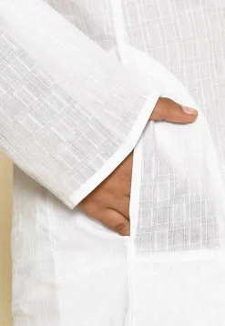 Woven Cotton Kurta Set in White