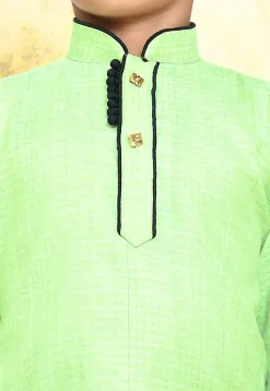 Woven Cotton Kurta Set in Light Green