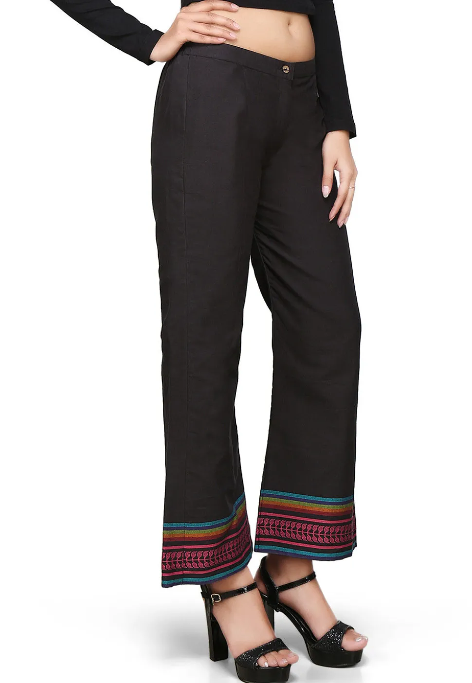 Woven Cotton Pant In Black